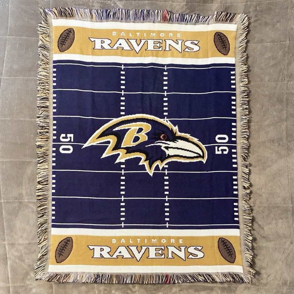 Baltimore Ravens NFL Woven Tapestry Throw Blanket Field End Zone Raven 46x36